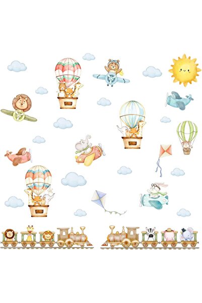 Aputue Train Animal Removable DIY Cartoon Wall Stickers for Nursery