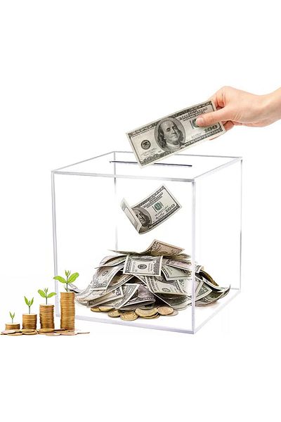 Generic Azonee Clear Acrylic Piggy Bank for Adults, Unopenable Money Box, Kids' Money Banks Transparent Coi