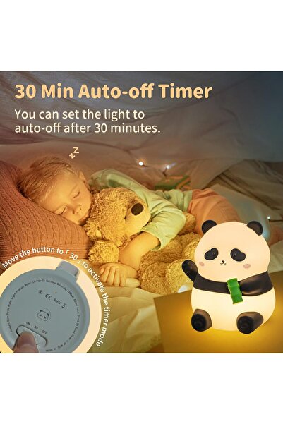 TERRIFI Panda Night Light - Touch Silicone Rechargeable Night Lamp for Kids