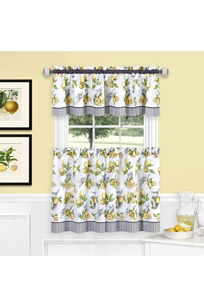 Achim Home Furnishings 58×24 in Lemon Drop Tier & Valance Window Curtain Set LDTV24YL12 -
