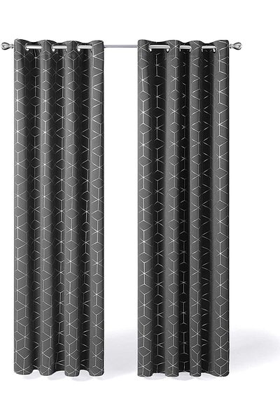 Generic Arabest Blackout Curtains, 2 Panels Decorative Diamond Foil Printed Thermal Insulated Privacy Prote