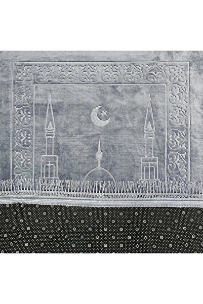 Fabienne Embossed Prayer Mat Velvet Anti-Slip 80 x 120 cm (Ash Grey)
