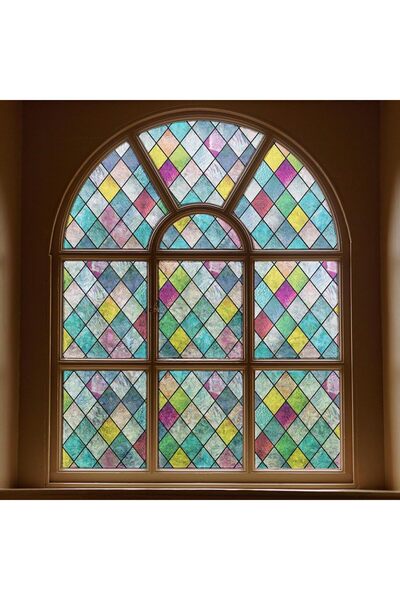 EXCEFORE غشاء نافذة زجاج ملون - شبكة ملونة، مضاد للأشعة فوق البنفسجية، قابل ل...