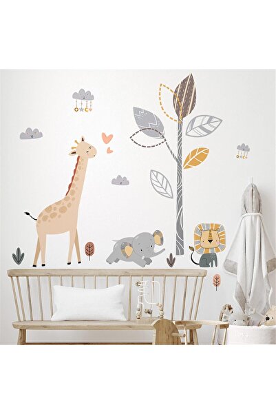 Generic Elephant and Giraffe Wall Decals, Peel and Stick Jungle Nursery Wallp...