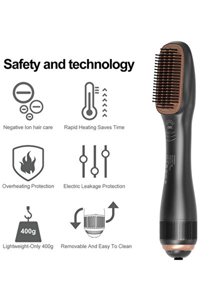 Generic Styling Brush Professional Steam And Infrared Hair Dryer Black 32cm