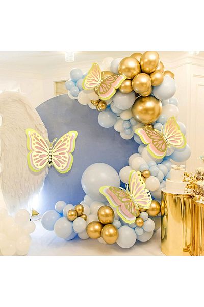Generic TERRIFI 3D Butterfly Wall Decor 4Pcs 12" Large Gold Butterfly for Butterfly Birthday Party Decorati