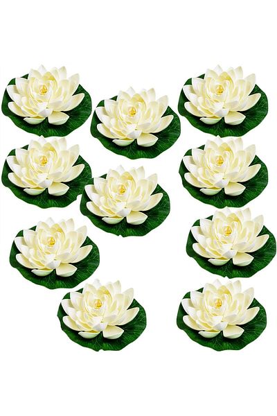 Generic Artificial Floating Lotus Flowers, 10 Pack, 10 cm, Pool and Pond Decorations