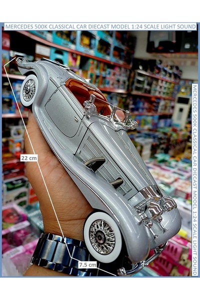OYUNCAKSAHİLİ Mercedes Benz 500K Metal Klasık ingiltere Araba 1936 Model 1,24 Dıecast 500 K Koleksiyon Gri