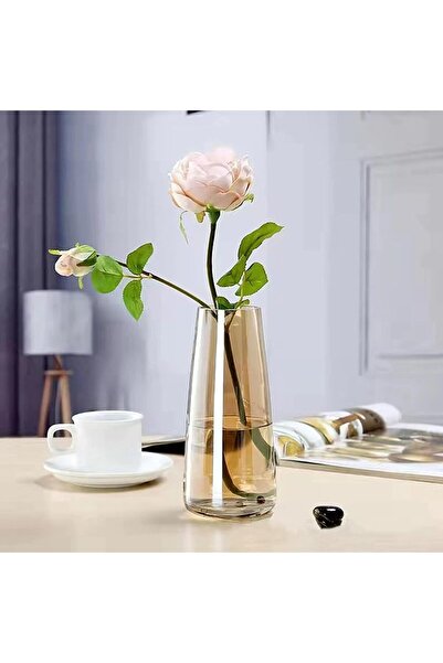 Qiccijoo Aurora Phantom Amber Glass Vase, 22.5cm Cylinder