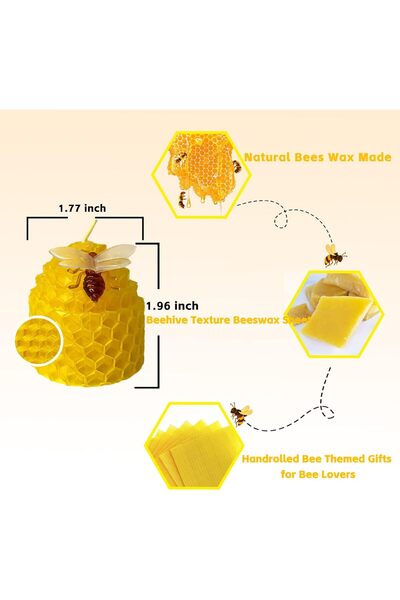 Generic Lacaser Beeswax Candle Set (12) Bee-Shaped Unscented Dripless Smoke-Free 4×5 cm Yellow