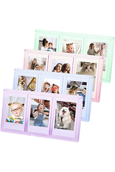 AZONEE إطار صور مجمعة صغير 2×3 - عبوة من 4 قطع (أزرق، بنفسجي، أخضر، وردي)