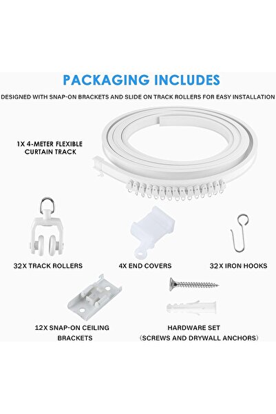 Generic Zi-Color Flexible Curved Ceiling Curtain Track (4 M / 13.1 ft)