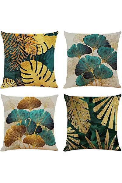 ELECDON أغطية وسائد من الكتان مقاس 45 × 45 سم (18 × 18) 4 قطع من أغطية الوسائ...