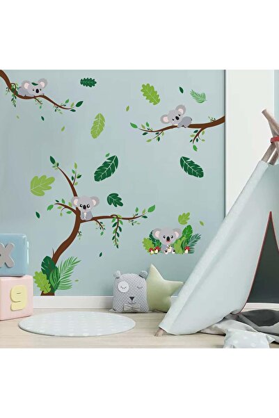 Amimagen ملصقات حائط بأغصان وأشجار الكوالا - ملصقات حائط حيوانات الغابة للأطفال