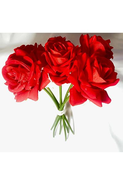 Other Elegant Decorative Artificial Flowers in Red Color for Home Decor (6 Pieces)