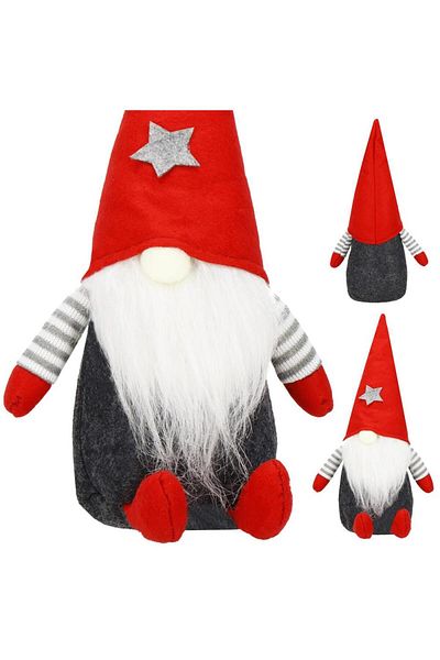 Springos Christmas decoration, Elf type, 26 x 12 cm, red / white / gray
