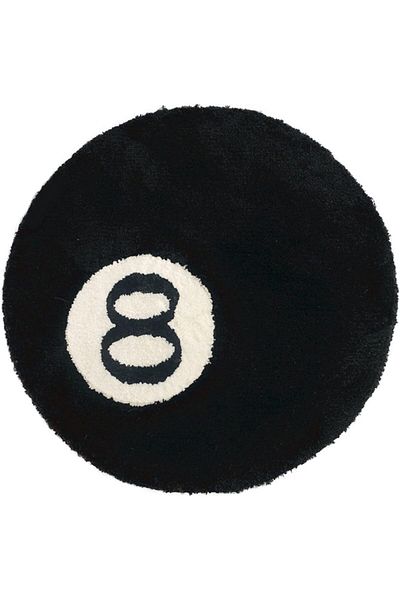 Generic Leuchwald Black Area Rug, Billiard Pool Eight Ball Carpet, Non-Slip Flocking Floor Rug Doormat for