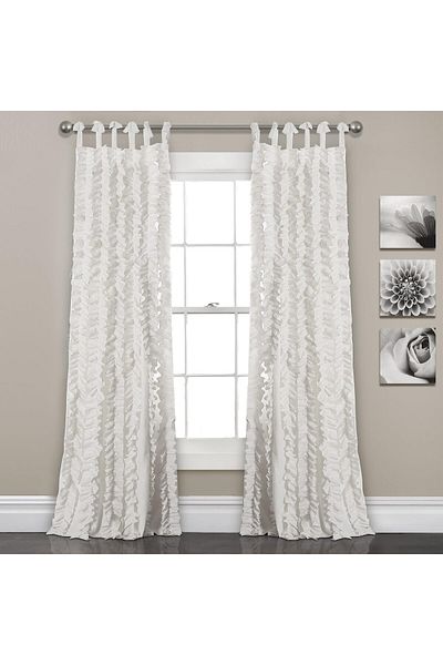 Generic Lush Decor, White Sophia Ruffle Curtain | Textured Window Panel Set for Living, Dining Room, Bedroo