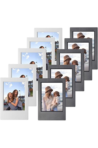 AZONEE إطار صورة صغير لكاميرات Instax Mini وPolaroid مقاس 3 بوصات - رمادي وأس...