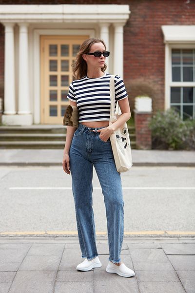 Fulla Moda Jean Palazzo cu ciucuri cu talie înaltă