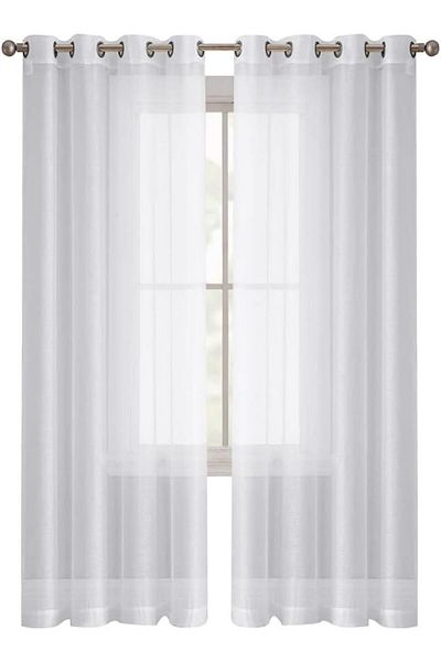 Generic Arabest Sheer Curtains, 2 Panels Semi Transparent Basic Rod Pocket Voile Window Curtain Panels for