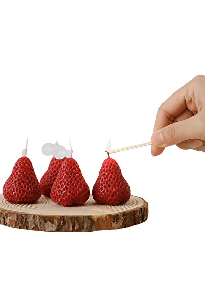 Arabest مجموعة من 4 شموع معطرة على شكل فراولة مصنوعة من شمع الصويا للديكور وا...