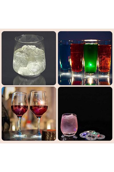 Generic Duomama 12 Pack Multicolor LED Coasters for Drinks - Light Up Your Club, Party, or Wedding Décor wi