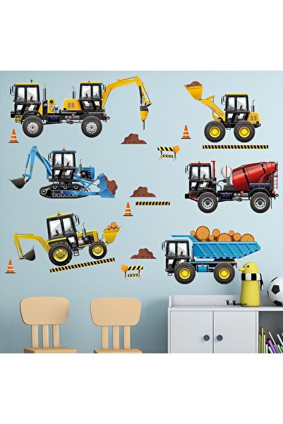 Amimagen ملصقات حائط مركبات البناء - ديكورات حائط لغرف نوم الأطفال والحضانة و...