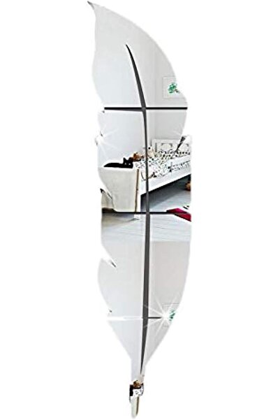 Saharaz Modern DIY Feather Mirror Wall Sticker Acrylic Style 3D Main Decal Living Room Wall