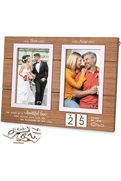 Arabest Wood Anniversary Photo Frame,1-99 Years Wedding Gift,Engagement Brida...