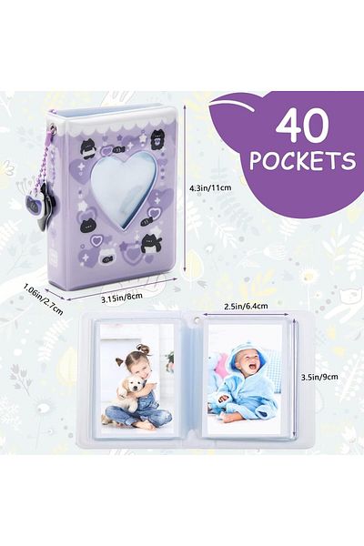 Generic AXIYIBZI 3 Inch Mini Photocard Album Kpop Photocard Binder, Photo Card Holder Book 40 Pockets With