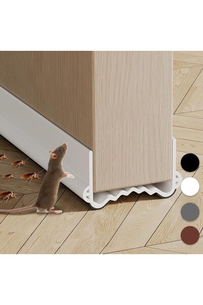 NALACAL مانع تيار هواء أسفل الباب مع فرشاة، قابل للقطع 36.6 بوصة (أبيض)