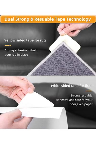 Generic Khazna 12 PCS Gripper for Rug for Hardwood Floors, Double Sided Reusable Under Rug Carpet Tape Stic