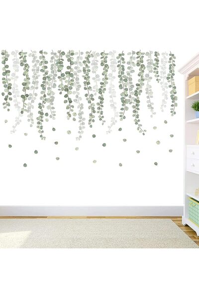 SULFAR Self-Adhesive Removable Waterproof Green Leaf Wall Stickers by