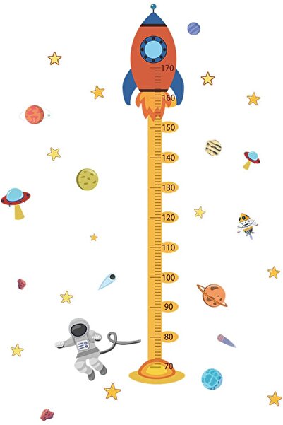 Arabest Cartoon Space Rocket Height Chart Wall Sticker, Growth Measurement De...
