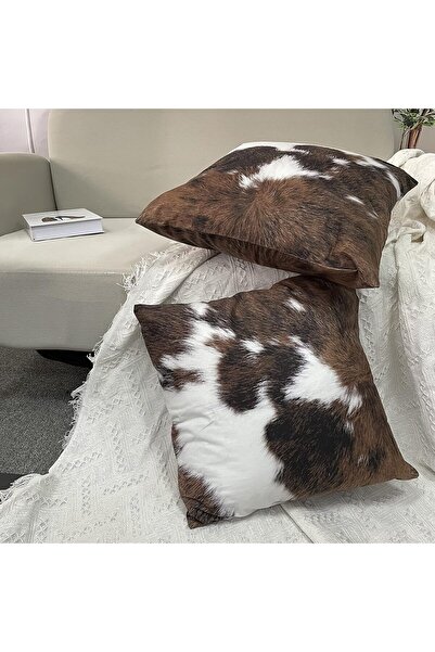 Generic 18×18 in Pillow Covers Set of 2 – Cow Print, Hidden Zipper, Cotton, TOMWISH