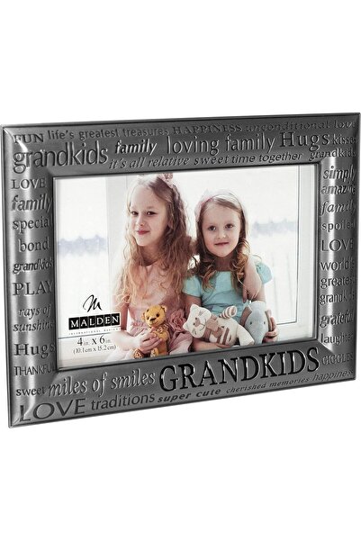 Malden Modern Cast Pewter Metal Picture Frame for Grandchildren, 10.1×15.2 cm, Silver