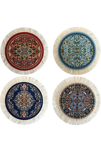 Generic Inusitus Turkish Rug Design Round Coasters Set of 4