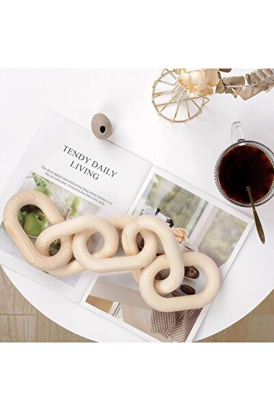 SULFAR Hand-carved wooden chain for decoration from Sulfar, 5 rings - rustic,...