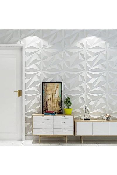 Generic Kncevren 3D Wall Panel, 12 Pack Diamond Design PVC Textured Wall Panels for Living Room, Bedroom or