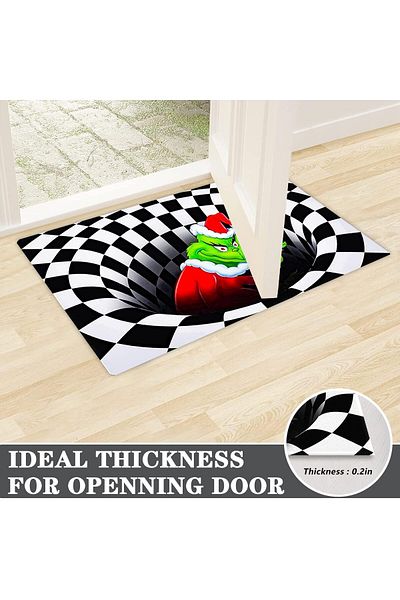 Generic Khazna 3D Illusion Decoration Doormat, Christmas Decoration Anti-Slip Doormat, for Front Door, Indo