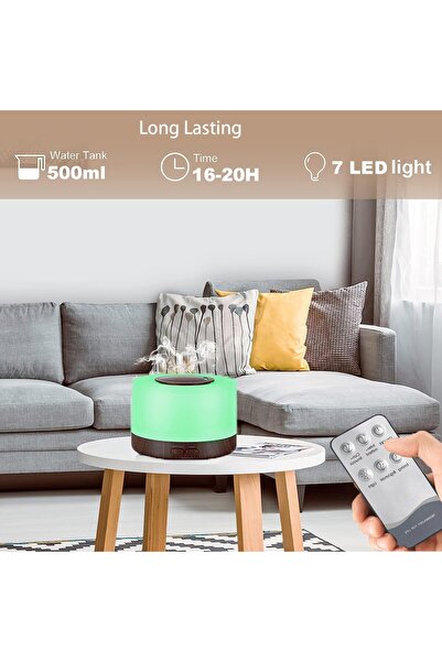 UanTii موزع روائح مرطب، موزع زيوت عطرية، موزع روائح بشعلة، 7 ألوان إضاءة LED