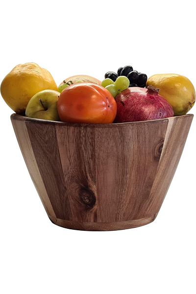 Generic Large Acacia Wave Serving Bowl for Fruits or Salads, 12" Diameter x 7" Height, Wooden Salad Bowl fo