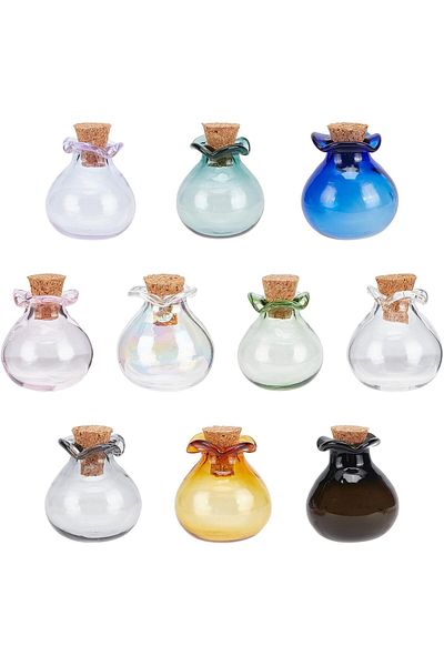 Generic Azonee Tiny Glass Jars 10 Colors Mini Spell Potion Bottles with Corks Stopper, 1ml Wishing Vials fo