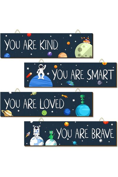 Chunful لوحة فنية جدارية خشبية ملهمة مستوحاة من الفضاء، مكونة من 4 قطع، مناسب...