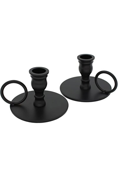 EXCEFORE Matte Black Candle Holders Set of 2, Fits 3/4 inch Taper Candles, Wrought Iron