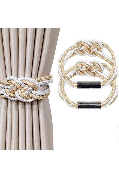 Arabest Magnetic Curtain Tiebacks，Elegant Hand-Woven Rope Knot Decorative for...