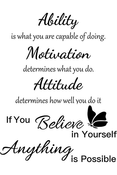 KASTWAVE Stickers 2 Sheets Wall Quotes Stickers Ability Motivation Attitude I...