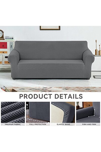 JZS Waterproof Sofa Slipcover Non-slip Stretch Spandex Jacquard (Grey, S)