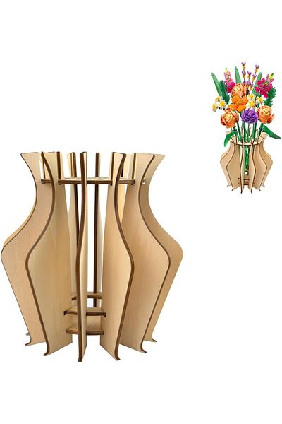 Generic NALACAL Wooden Puzzle Flower Vase, Vase for Lego Flowers, for Lego Flower Bouquet Building Set, Aes